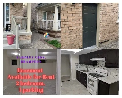 2bed 1bath 1parking Basement for Rent. Bovarid&James Potter Bram Image# 1