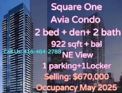 SquareOne Avia Condo 2bed den 2bath ONLY $670k with parking Image# 1
