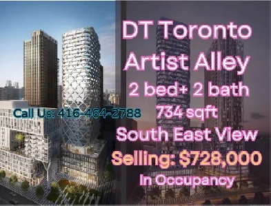 DT Toronto Artist Alley- 2bed2bath 734sqft ONLY $728k! Image# 1