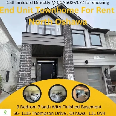 End Unit Townhome For Rent in North Oshawa Image# 6