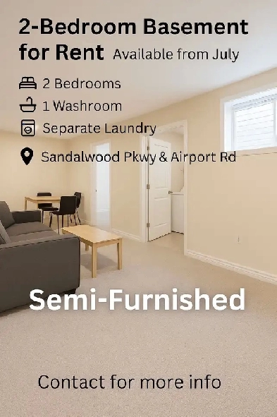 2 Bedroom Basement for rent Image# 3