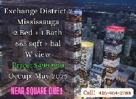 Exchange District 2 Mississauga | 2 Bed 1 Bath | $499,990 Image# 1