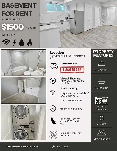 Spacious Two Bedroom Basement Suite in the Orchards 5 minutes fr Image# 9