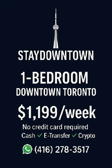 1 Bedroom Condo Downtown Toronto 1199$ / Weekly Image# 2
