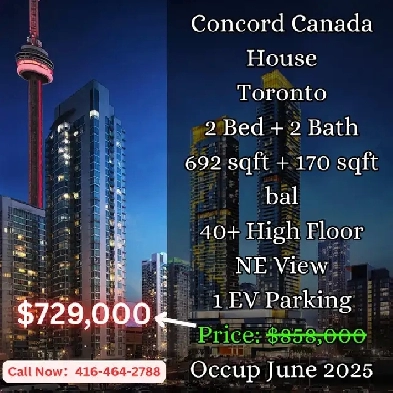 $129K OFF! Concord Canada House | 2 Bed 2 Bath | $729,000 ! $12$ Image# 2