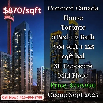 RARE 3 Bed Concord Canada House | ONLY $870/sqft! | $799,990 Image# 1