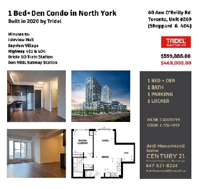1 Bed Den Condo with Parking/Locker in North York by Tridel Image# 7