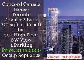 Concord Canada House | 2 Bed 2 Bath | 50  High Floor! 1M! Image# 1