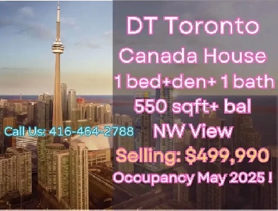 DT Toronto Canada House 1bed Den 550Sf $499K! Image# 1