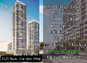 ORO Edge Tower Mississauga | 2 Bed 2 Bath | $599,990 | Dec 2025 Image# 1