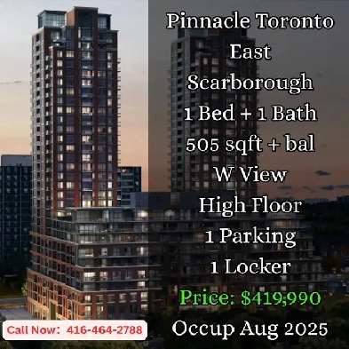 Pinnacle Toronto East | 1 Bed 1 Bath | High Floor | $419,990! Image# 1