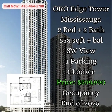 ORO Edge Tower Mississauga | 2 Bed 2 Bath | $599,990 Image# 1