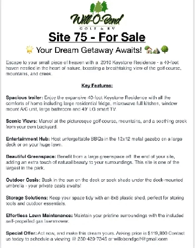 Lot 75 @ Will-O-Bend Golf & RV Image# 1