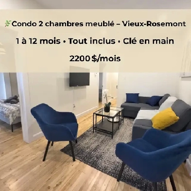 Condo meublé tout inclus – Vieux-Rosemont – 2200 $ Image# 1