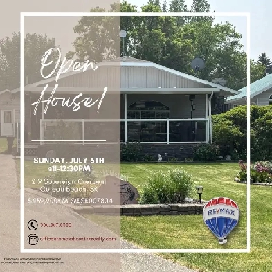 Open House! 219 Sovereign Cres, Coteau Beach Image# 1