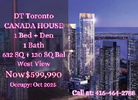 Canada House in DT Toronto, 1 1 Bed under $600K! SELL AT BIG LOS Image# 1