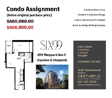 1 Bed Condo Assignment in Bayview Village (Selling at Loss) Image# 1