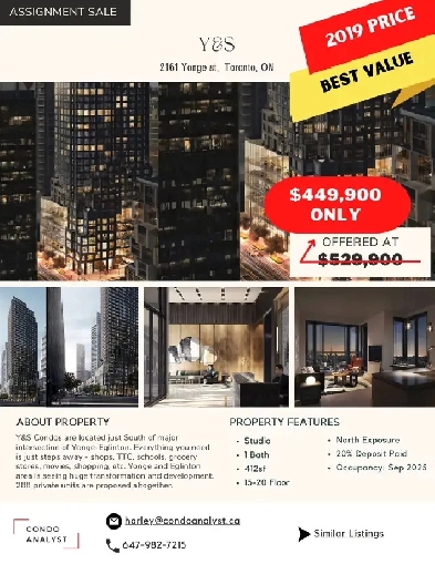 Studio @ Yonge & Eglinton – Just $449K! Below Original! Image# 1
