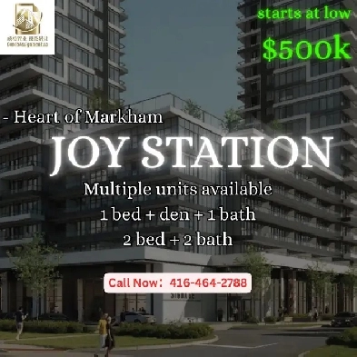 Joy Station Markham Condo Assignments | 1 Den & 2 Bed | $538K Image# 1