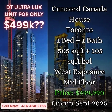 Concord Canada House | 1 Bed   Balcony | Mid-Floor | $499,990 Image# 1