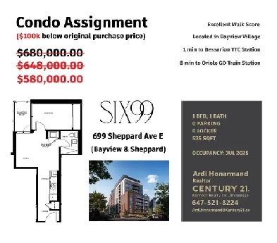 1 Bed Condo Assignment in Bayview Village (Selling at Loss) Image# 1