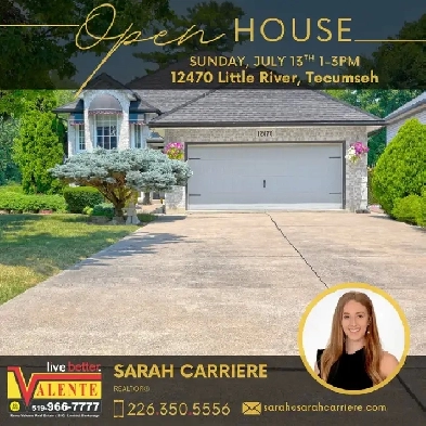 OPEN HOUSE SUN JULY 13th 1-3pm 12470 Little River, Tecumseh ON Image# 1