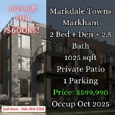 Markdale Towns Markham | 2 Bed   Den | 1025 sqft | $599,990 Image# 1