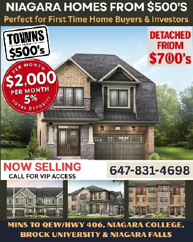 Book New Homes in Niagara - closing 2026 Image# 1