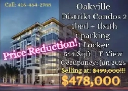 Oakville 1bed condo NEW MARKDOWN! SELL AT $478K! Distrikt 2Oakvi Image# 1