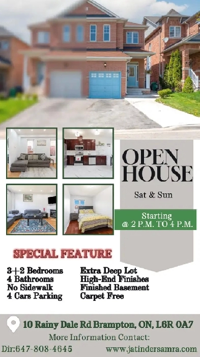 Open House – 10 Rainy Dale Rd, Brampton Image# 1
