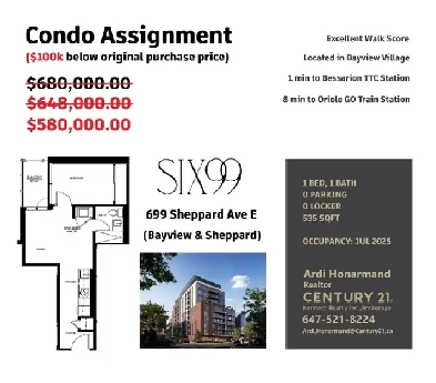 1 Bed Condo Assignment in Bayview Village (Selling at Loss) Image# 1