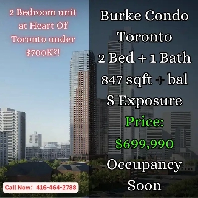 2 Bedroom Condo at Burke Toronto | 847 sqft   Balcony Image# 1