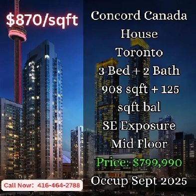 RARE 3 Bed Concord Canada House | ONLY $870/sqft! | $799,990 Image# 1