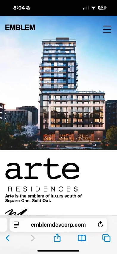 1 Bedroom Condo for Lease, Just South of Square One! Image# 1