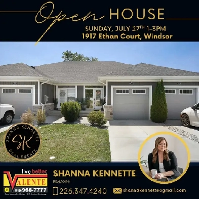 OPEN HOUSE SUNDAY JULY 27th 1-3pm 1917 Ethan Court, Windsor ON Image# 1