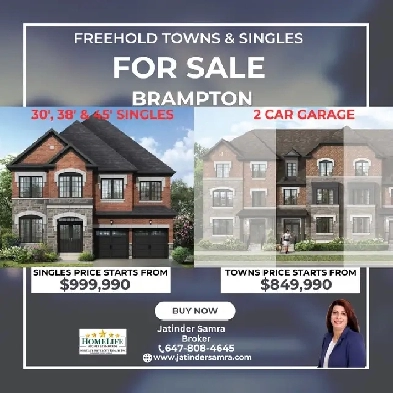 Brand New Freehold Towns & Singles for sale in Brampton ! Image# 1