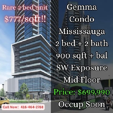 Gemma Condo | 2 Bed   2 Bath | 900 sqft | $699,990 | Mississauga Image# 1