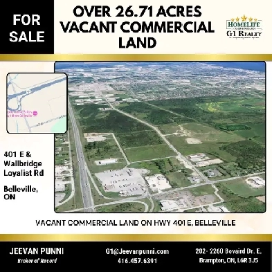 Prime 26.71 Acres Vacant Commercial Land – Belleville, ON Image# 1