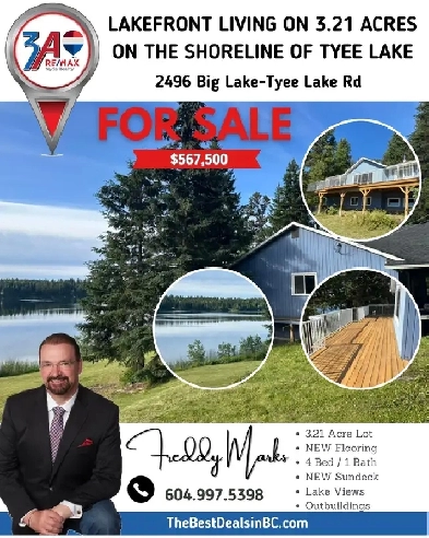 Lakefront Living on 3.21 Acres – 4 Bed Home Tyee Lake Image# 5
