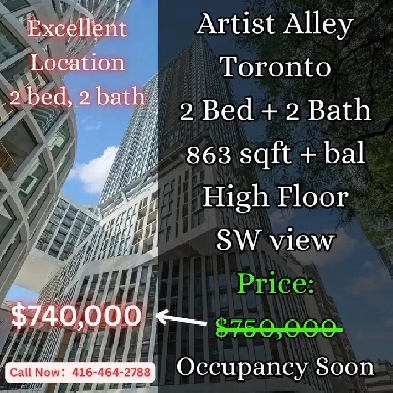 Artist Alley 2 Bed 2 Bath – High Floor SW View – Price Dropped! Image# 2