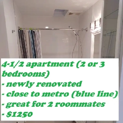 4-1/2, 3 chambres fermées – idéal colocation - Métro St Michel Image# 1