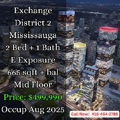 Exchange District 2 Mississauga | 2 Bed | 1 Bath | $499,990 Image# 1