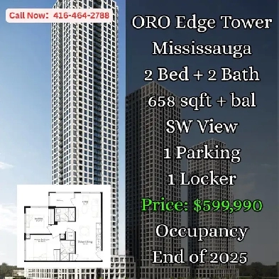 ORO Edge Tower Mississauga | 2 Bed 2 Bath | $599,990 Image# 2
