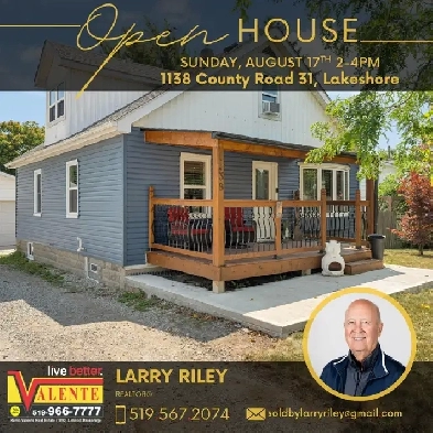 OPEN HOUSE SUN AUGUST 17th 2-4pm 1138 County Rd 31, Lakeshore ON Image# 1
