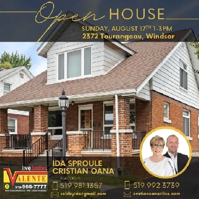 OPEN HOUSE SUNDAY AUGUST 17th 1-3pm 2372 Tourangeau, Windsor ON Image# 1