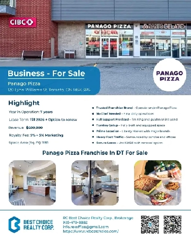 Turnkey Franchise in Liberty Village | Panago Pizza For Sale Image# 1