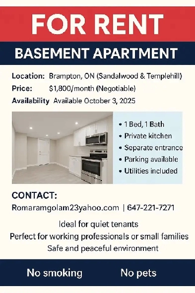 Clean & Quiet Basement Image# 1