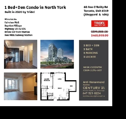 1 Bed Den Condo with Parking/Locker in North York by Tridel Image# 2
