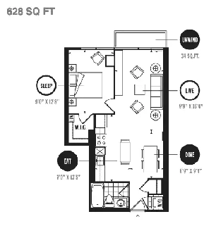 25 Carlton St - 1 Bedroom (628 sq ft) Condo - Yonge / College Image# 5