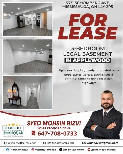 Stunning 3 Bedroom Legal Basement for Lease in Mississauga Image# 5